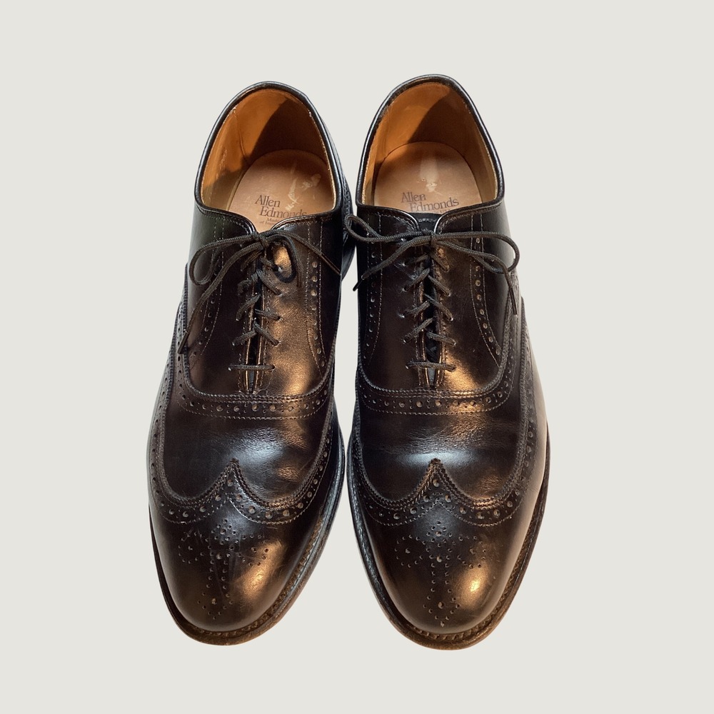 Allen Edmonds Chester Wingtip Oxford Mens 11.5 B Black Leather Classic Brogue
